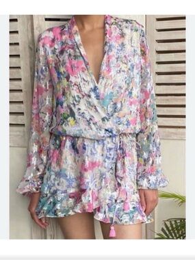 Rococo Sand Pink & Blue Floral Sundress